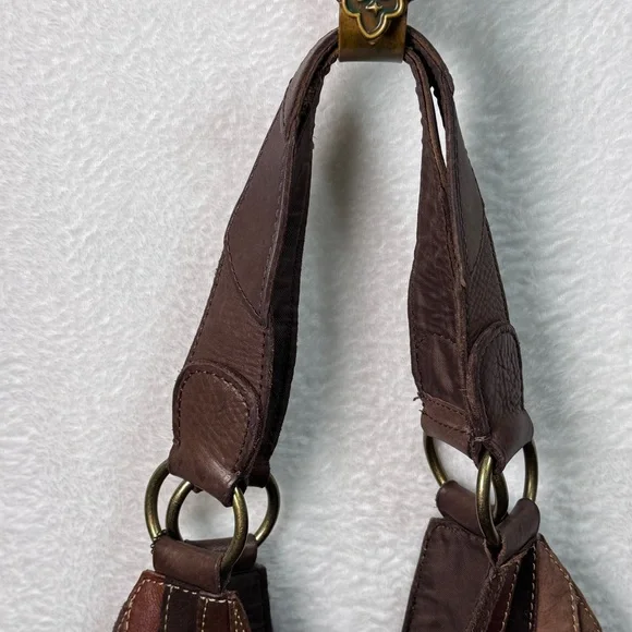 Pelle Studio 1970’s Leather Retro Brown Vintage Patchwork Purse Hobo Bag - Picture 4 of 13